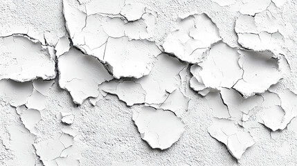 Canvas Print - Cracked White Wall Texture: Aged, Vintage, Grunge Background