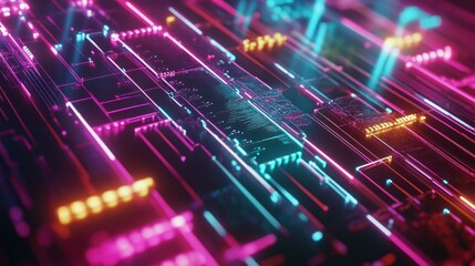 Poster - Neon Circuitry: A Digital Dreamscape