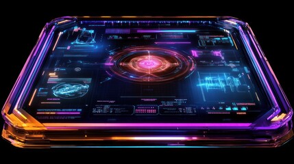 Poster - Futuristic Holographic Interface: A Cyberpunk-Style Digital Display