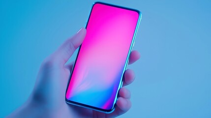 Poster - Smartphone Interaction, a person engaged with their smartphone screen, conveying connectivity and modern technology in a clean, open environment, inviting user engagement