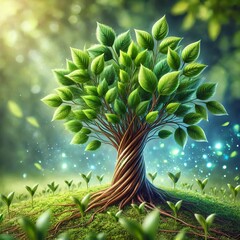 summer sprout a sprout growing in a lush green summer setting wi