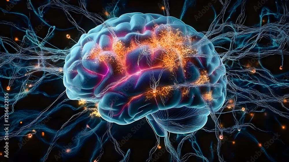 Augmented brain visualization Neuroimmunology showing immune system ...