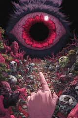 Poster - A creative illustration of a computer vision system translating visual art into tactile experiences for the blind, promoting inclusivity in the arts,