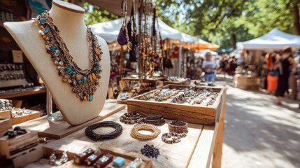 Handmade Jewelry at Summer Market with Vibrant Colors