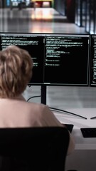 Fototapete - Software Programmer Or Coder Woman