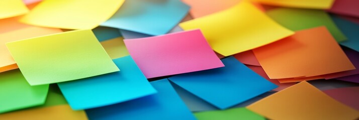 Poster - Vibrant Sticky Notes Abstract Background of Color, Creativity, and Brainstorming Ideas