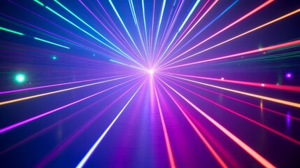 Poster - Vibrant colorful laser lights in motion flowing in a dynamic pattern, abstract streaming light effects creating a mesmerizing and energetic visual display