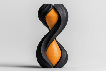Poster - A minimalist a slow-moving hourglass with sand grains forming intricate patterns, representing the passage of time in thoughtful processes,