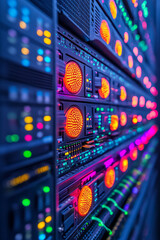 Aufkleber - A high-angle shot of a secure server room with advanced security measures, showcasing the preservation of digital information against fraudulent activities,