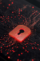 Fototapete - A detailed close-up of a secure digital lock on a tablet, highlighting the preservation of personal information through advanced fraud protection measures,