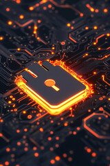 Fototapete - A detailed close-up of a secure digital lock on a tablet, highlighting the preservation of personal information through advanced fraud protection measures,