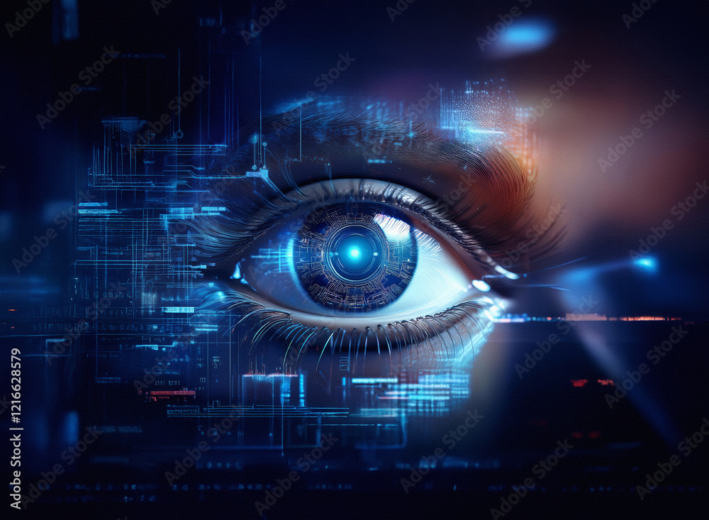 Digital Eye Texture A digital eye, rendered with a grainy paper texture, is overlaid with ...