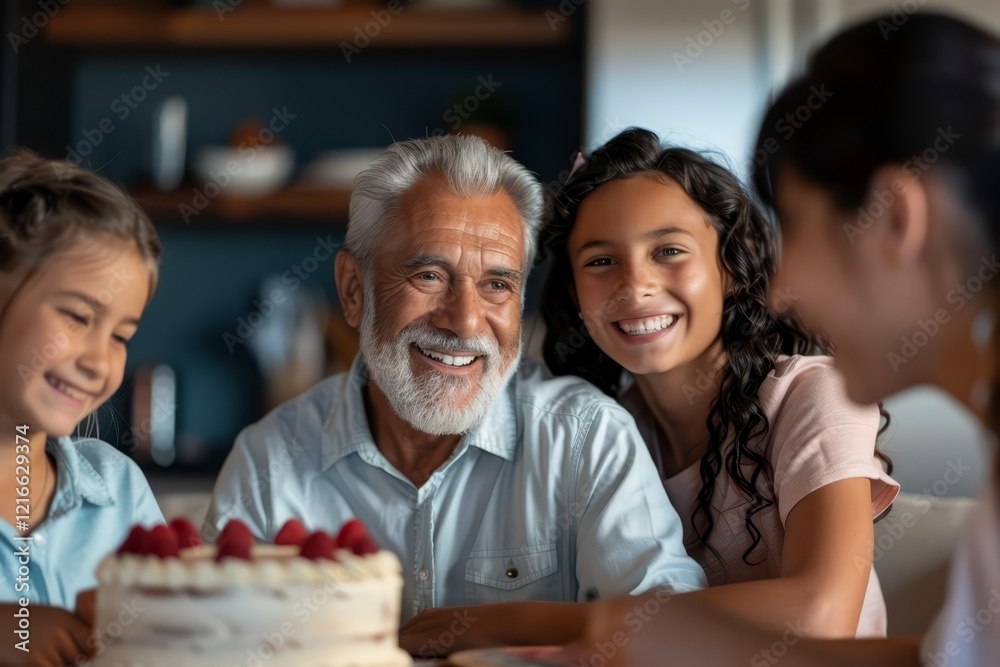 A man and a group of children are gathered around a cake