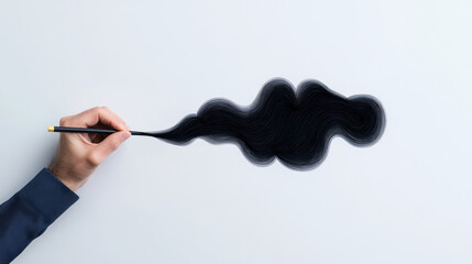 Poster - A creative illustration of a hand drawing a continuous line that forms an impossible figure, representing the seamless flow of ideas and thoughts,