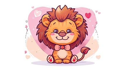 Wall Mural - Cute cartoon lion 