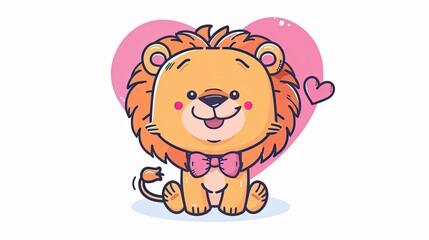 Wall Mural - Cute cartoon lion 