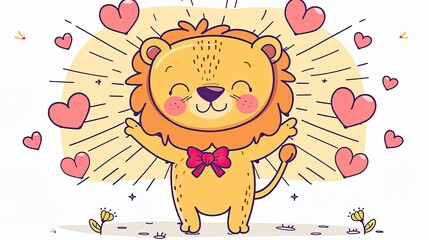 Wall Mural - Cute cartoon lion 