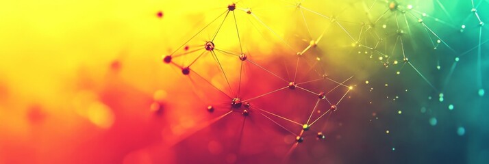 Poster - Information Technology Data Flow, Brightly Colored Geometric Shapes on Abstract Background