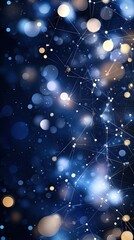 Poster - Futuristic representation of glowing waves in blue and purple, enhanced by particle dots against a dark backdrop, ideal for modern designs