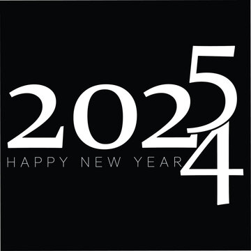 Happy New Year 2025 black background vector. New Year 2025 text design. New year 2025 vector design. 