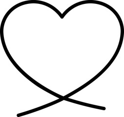 Heart continuous line drawing. Single hand drawn contour heart, love, romance, wedding. Shape heart lineart. Single lineart sketch heart. Symbol love. Heart fashion Simple icon on white background.
