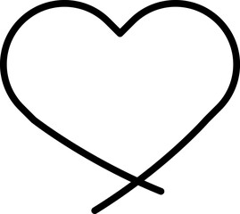 Heart continuous line drawing. Single hand drawn contour heart, love, romance, wedding. Shape heart lineart. Single lineart sketch heart. Symbol love. Heart fashion Simple icon on white background.