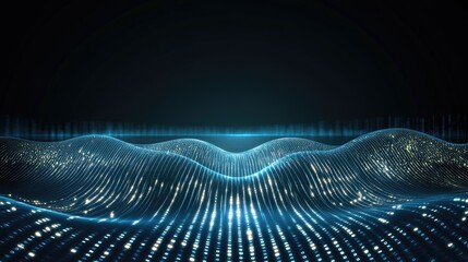 Fototapete - A detailed background featuring glowing elements and binary code set against a dark blue backdrop, ideal for technology themes
