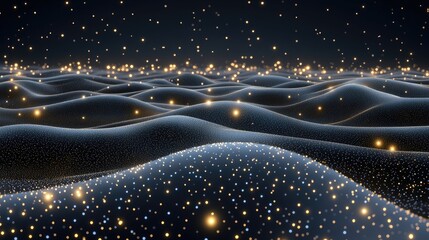 Fototapete - Abstract futuristic design with glowing hexagons and connections on a dark blue background, ideal for tech concepts and wallpapers