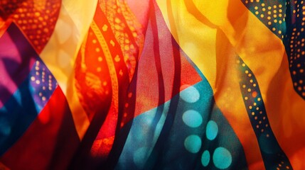 Poster - Abstract Fabric Design with Vibrant Colors and Dotted Patterns for Backgrounds and Textiles