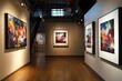 © Jeeranun - Colorful Abstract Artwork Displayed in Modern Art Gallery Interior