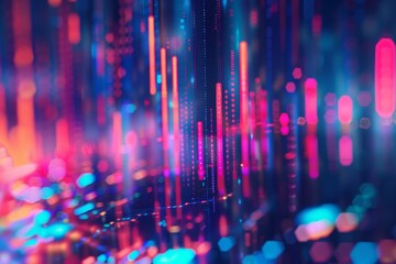 Poster - Abstract representation of stock market trends with colorful graphs and charts, Digital Finance Evolution. Innovative Fintech Technology. Visualizing Financial Investment.