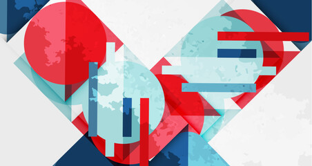 Aufkleber - Squares, circles and triangles and grainy noisy texture. Vector Illustration For Wallpaper, Banner, Background, Card, Book Illustration, landing page