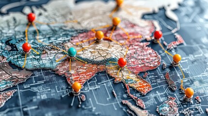 Aufkleber - Exploring global interconnectedness through creative mapping a visual representation in a dynamic digital environment