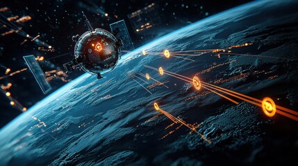 Leinwandbilder - Digital earth virus alerts illuminate continents in a futuristic space environment global perspective technology concept