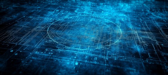 Poster - Futuristic Technology Background, Data Network, Digital Abstract Circuit Board Pattern