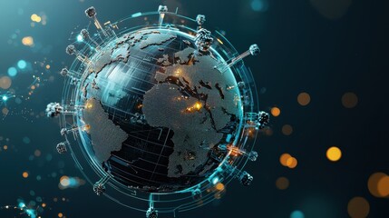 Aufkleber - Global virus spread visualization virtual environment holographic display futuristic perspective health crisis awareness