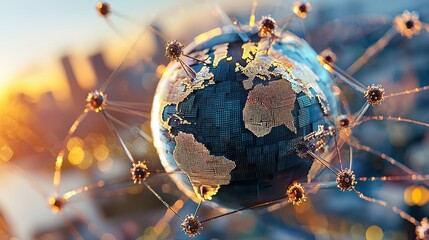 Leinwandbilder - Global shipping network compromised by virus particles analyzing the impact on maritime logistics and trade