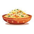 © MrOwlCreatives - elegant illustration of Indian style vegetable biryani on a clay pot
