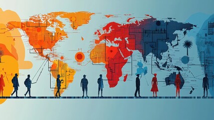 Fototapete - Mapping pandemic spread world heat zones global analysis data visualization health environment geographic insights on viral outbreaks
