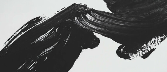 Aufkleber - Expressive black ink strokes on a textured white background create dynamic visual art