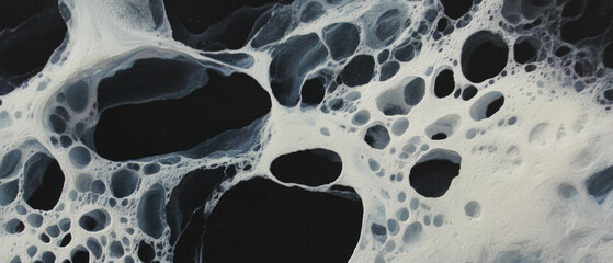 Aufkleber - Textured black ink patterns on a porous white background using a sponge application