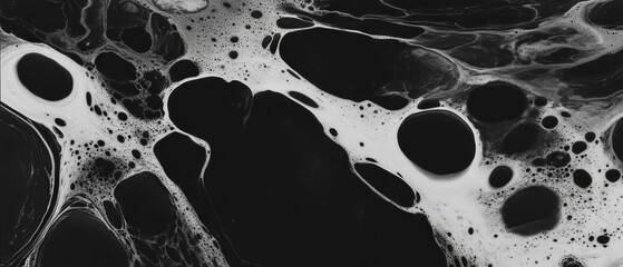 Poster - Black ink texture created with a sponge on a porous white background
