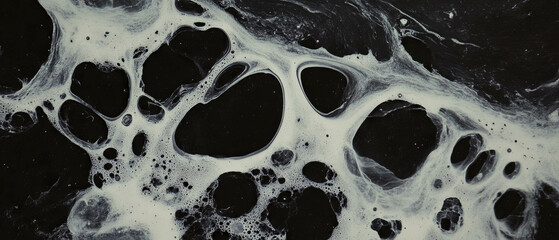 Aufkleber - Textured black ink with salt crystallization patterns on grainy white background