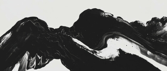 Aufkleber - Bold black ink texture creates striking contrasts against a solid white background