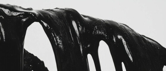 Poster - Dynamic black ink patterns dripping on a pure white background