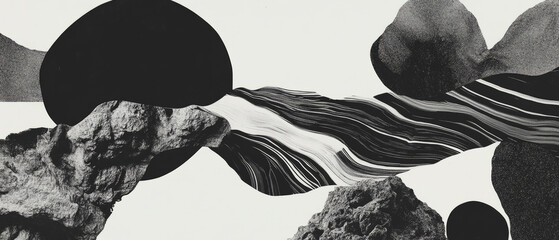 Aufkleber - Intricate black ink patterns create layered textures against an opaque white background