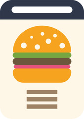 Poster - online food ordering service represented by a smartphone displaying a burger icon and a menu