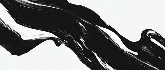 Poster - Smooth black ink on glossy white background creates elegant textures and transitions