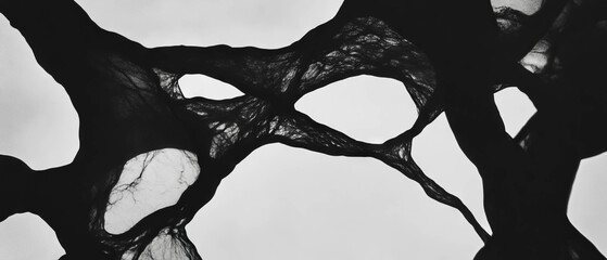 Poster - Intricate patterns of veined black ink against a clear white backdrop