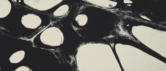 Aufkleber - Intricate veined black ink patterns create a striking visual contrast on a white surface